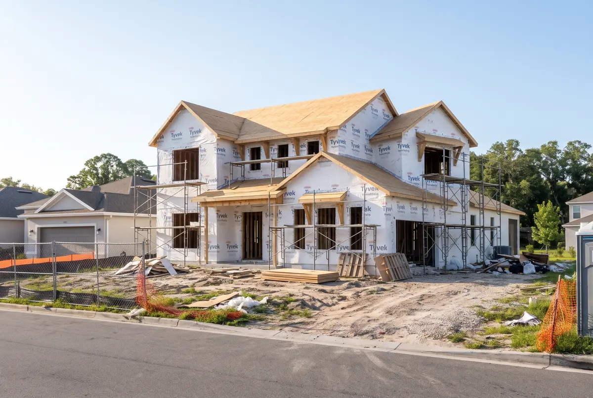 House wrapped and sheathed